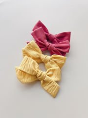 Sarı mor ikili fiyonk klips set.