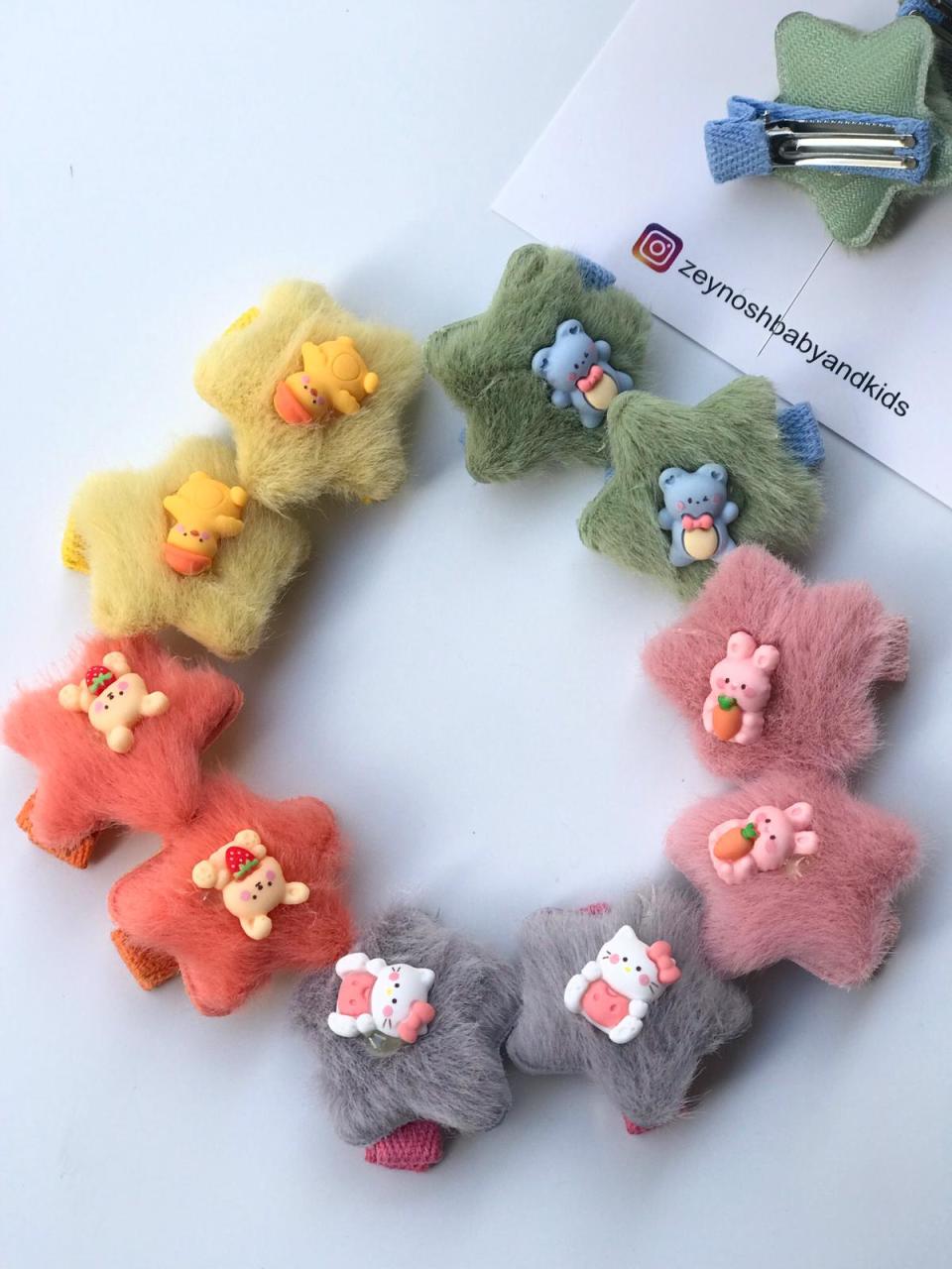 Yıldız peluş klips toka.(Çift)