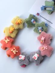 Yıldız peluş klips toka.(Çift)