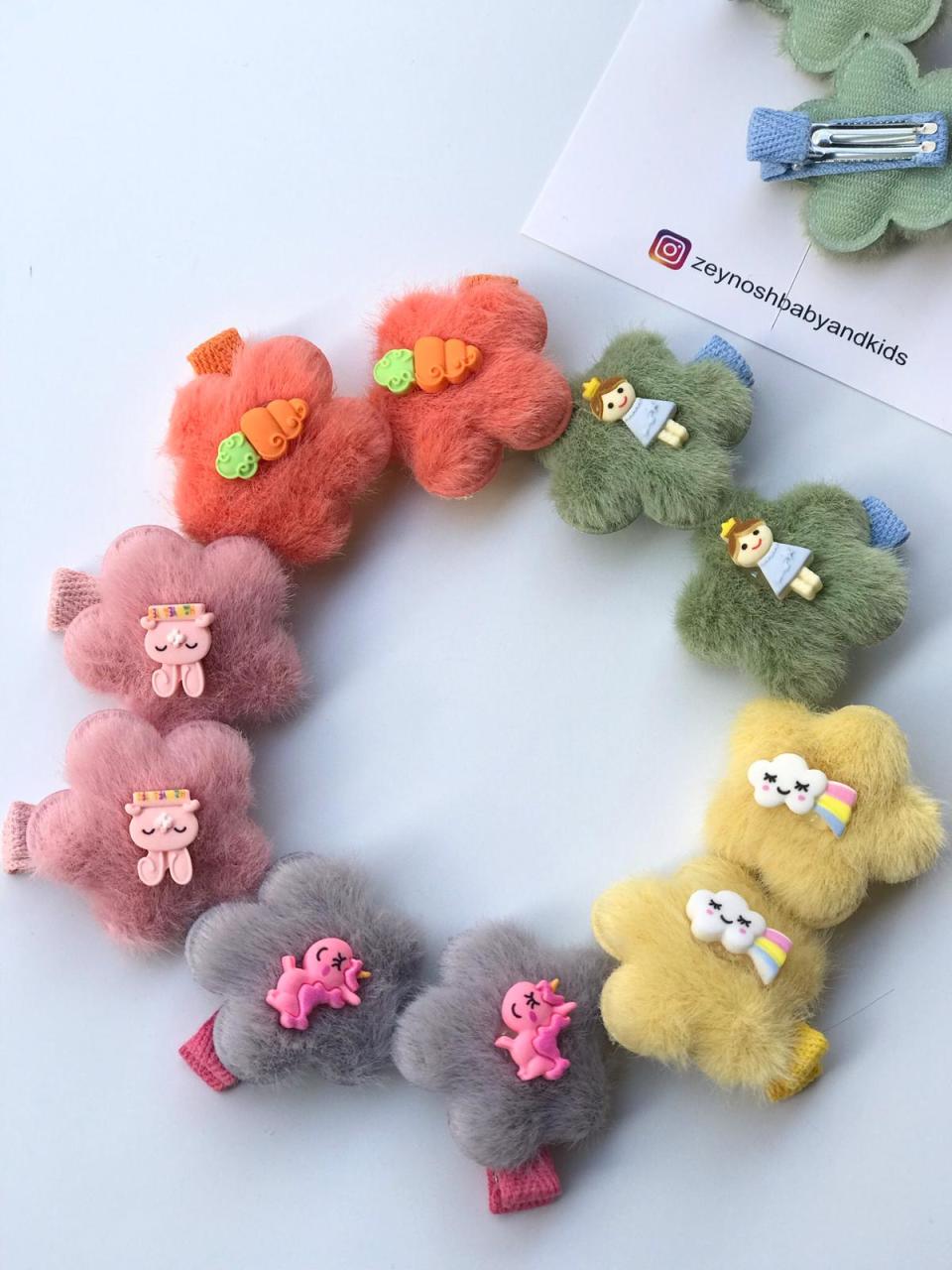 Çiçek peluş toka.(Çift)