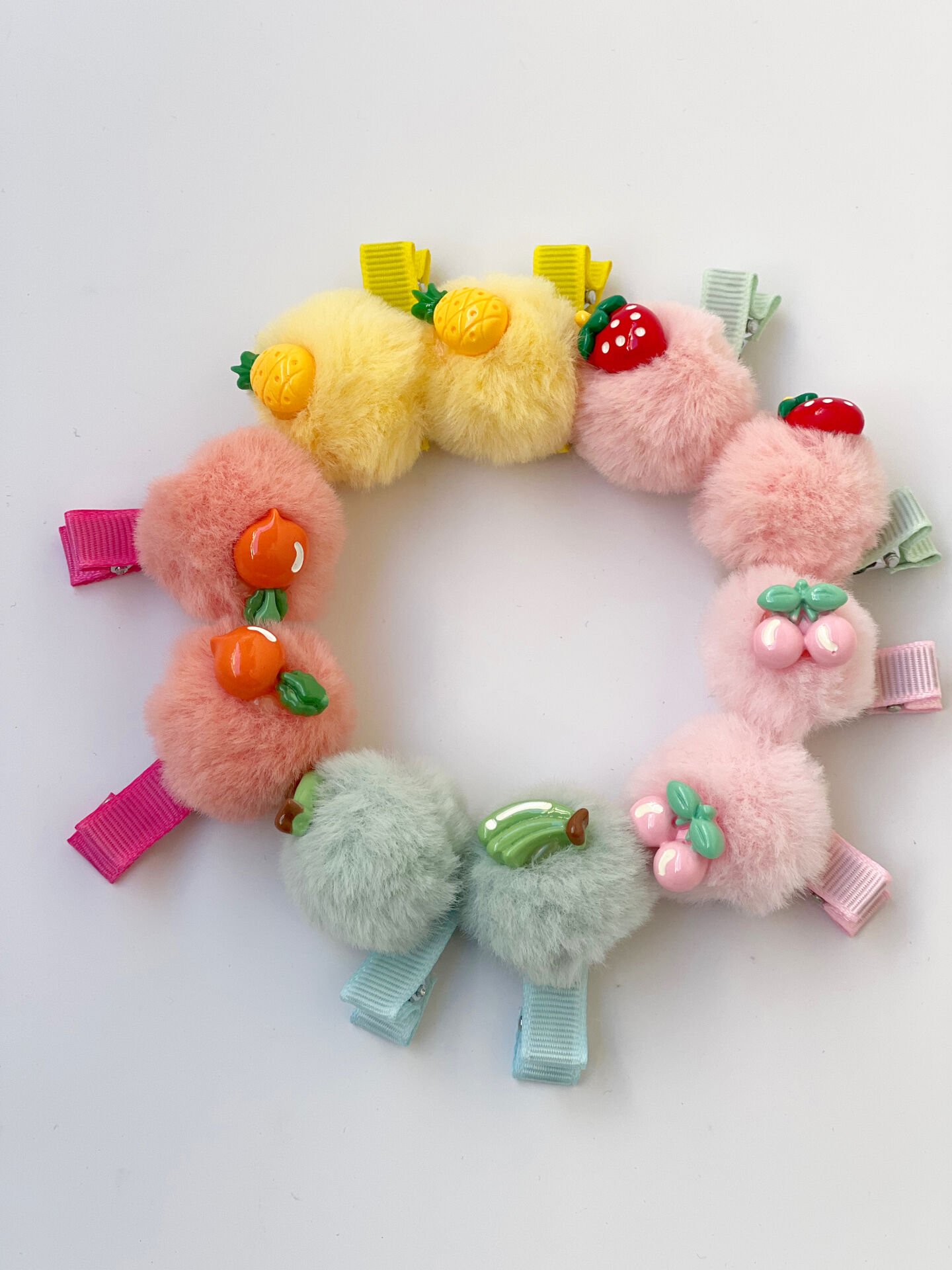 Meyveli ponpon klips toka.(Çift)