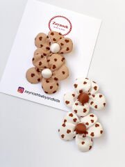 Kalp detaylı çiçek klips toka.(Çift)