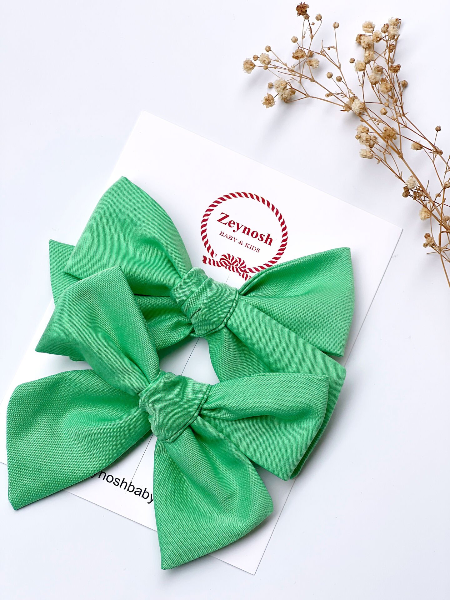 Yeşil büyük boy fiyonk klips toka.