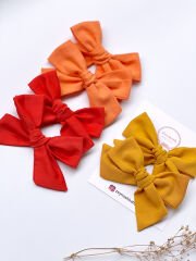 Büyük boy keten fiyonk klips toka.