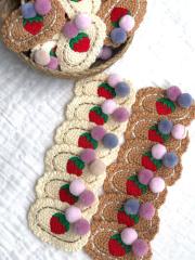 Örgü ekru-kahverengi klips toka.(adet)