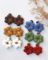 Örgü papatya klips toka.(Çift)