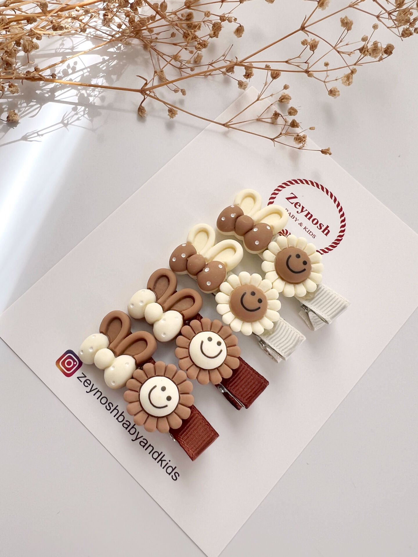 Güneş tavşan kulak objeli klips toka.(Çift)