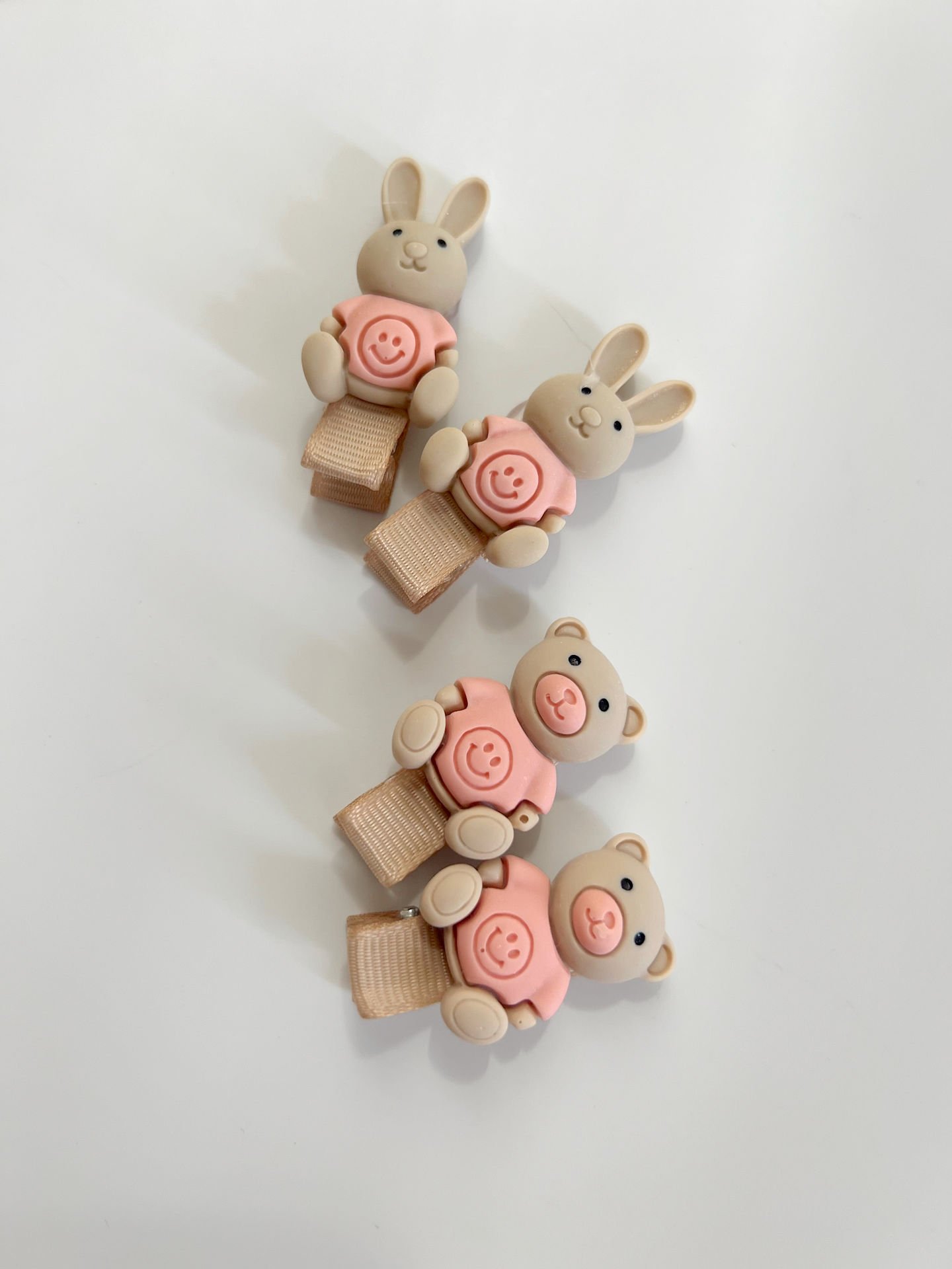 Kahveregi ayıcık tavşan klips toka.(Çift)