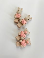 Kahveregi ayıcık tavşan klips toka.(Çift)