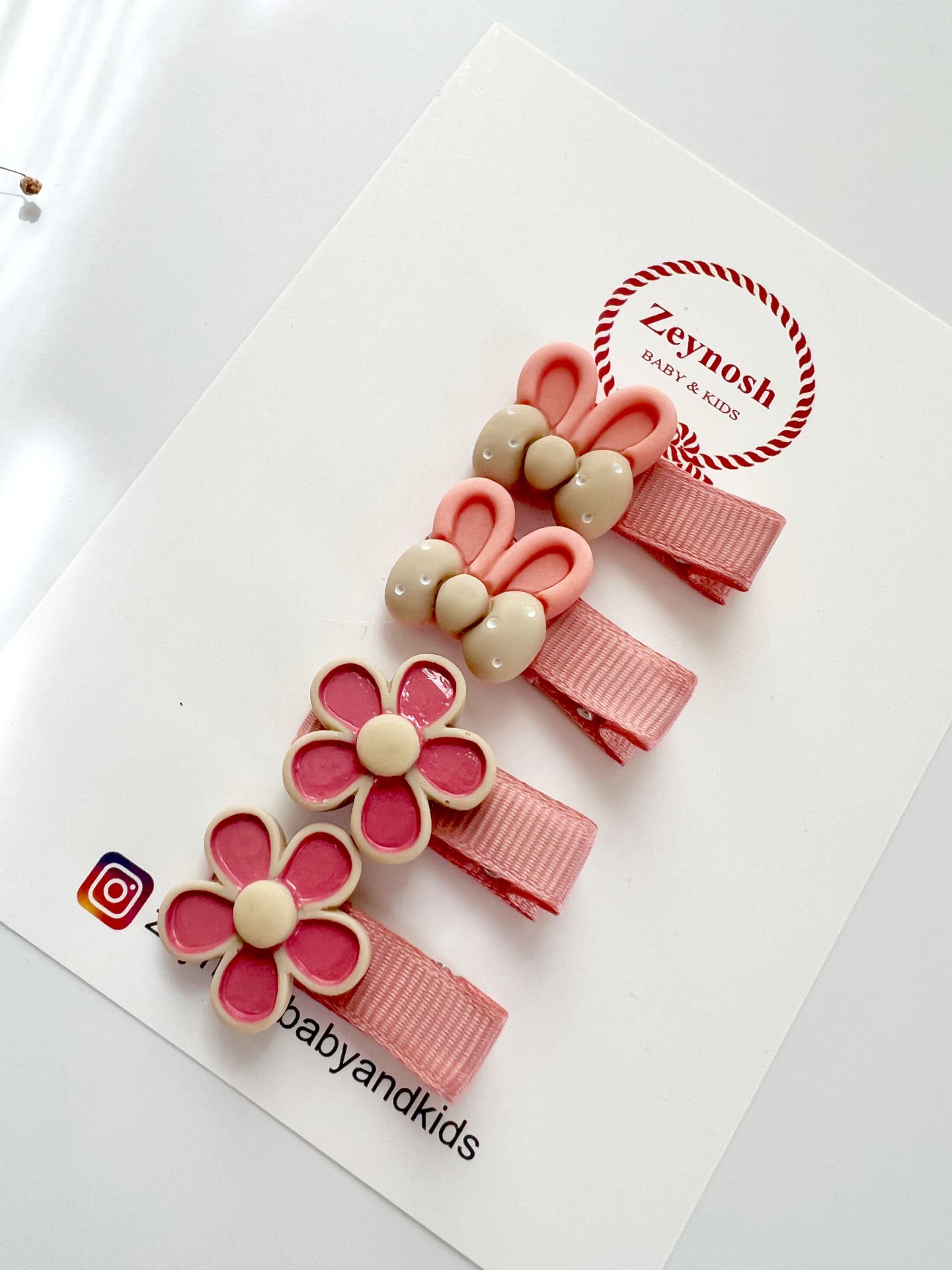 Tavşan kulak çiçek klips toka.(Çift)