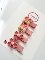 Tavşan kulak çiçek klips toka.(Çift)