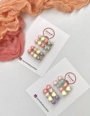 Kalp-oval objeli gold klips toka.(Çift)