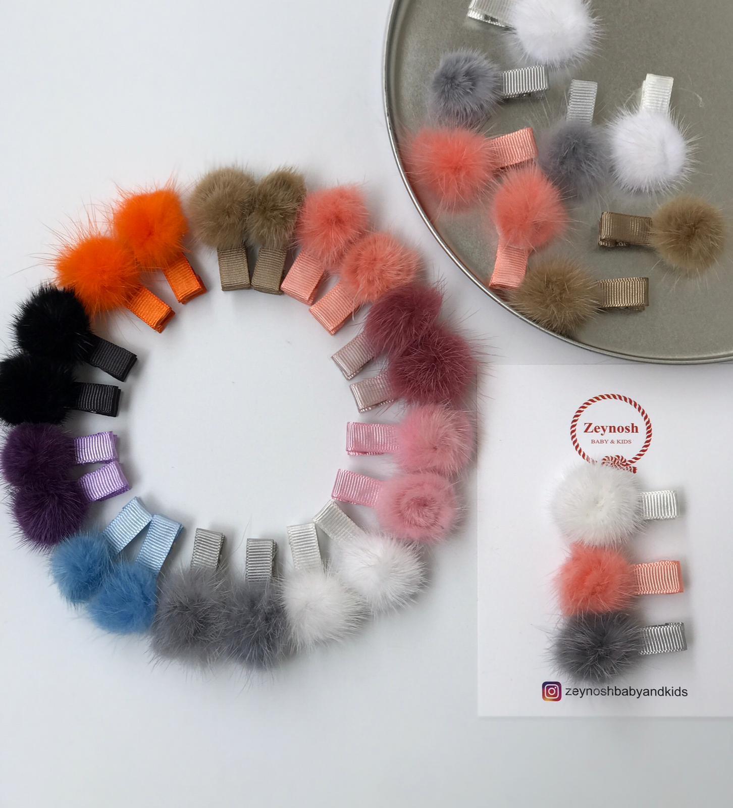 Tüy ponpon klips toka.(Çift)