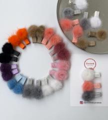 Tüy ponpon klips toka.(Çift)