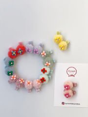 Çiçek objeli ponpon klips toka.(Çift)